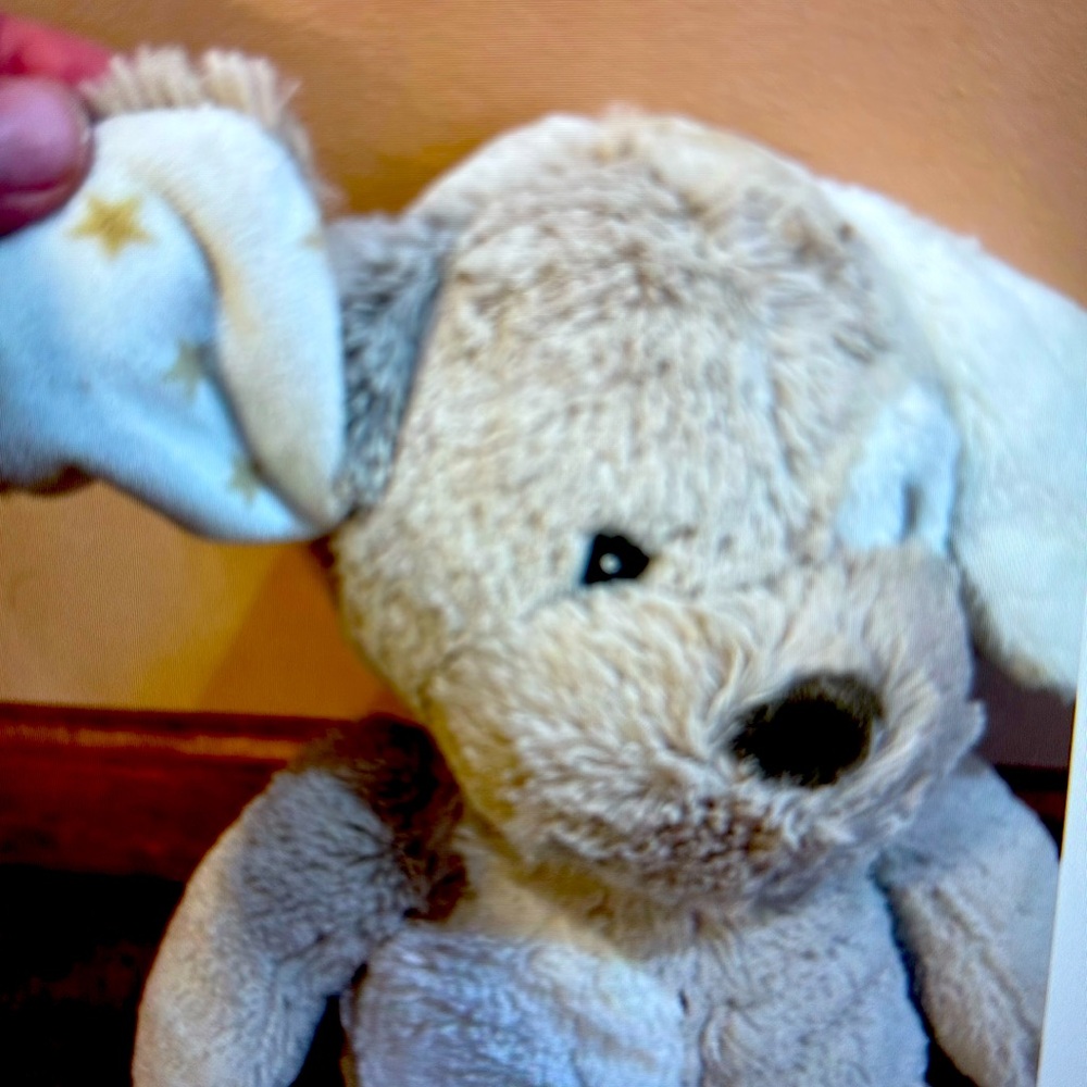 Cloud B Dreamy Hugginz Tan Dog White Spot Plush Gold Star Ear 14” Stuffed Animal